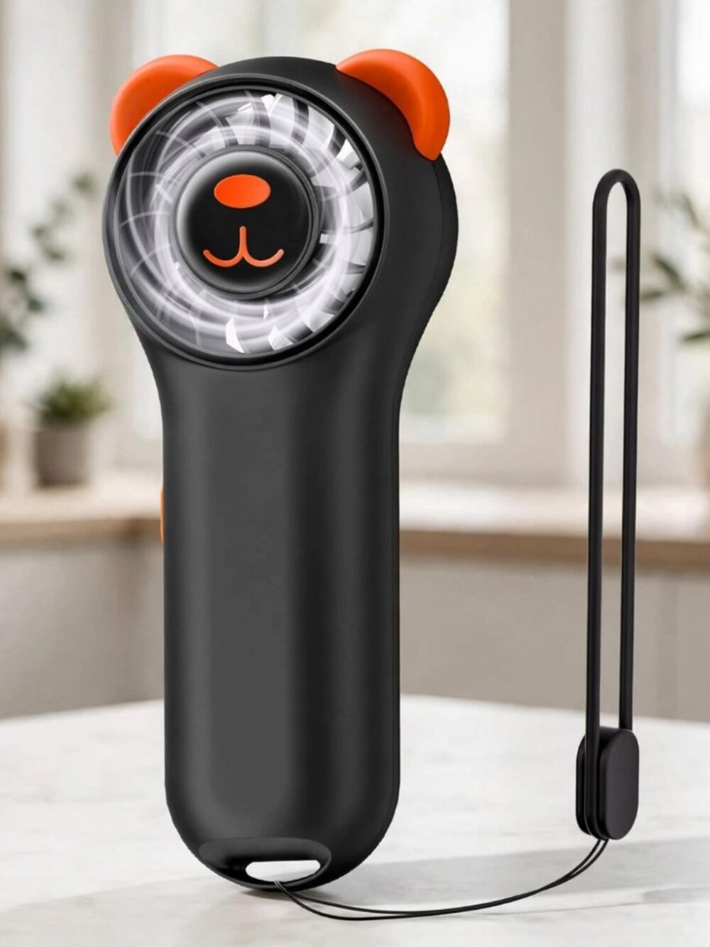 Cute Bear Mini Handheld Portable Fan 11000RPM Rechargeable - Black